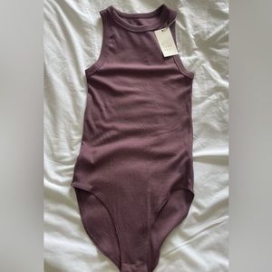Purple ribbed bodysuit